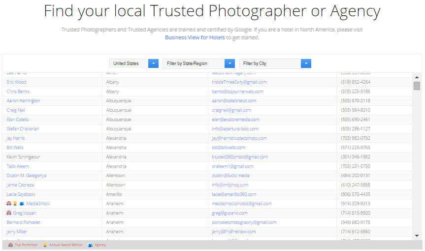 Find A Google Trusted Photographer or Agency